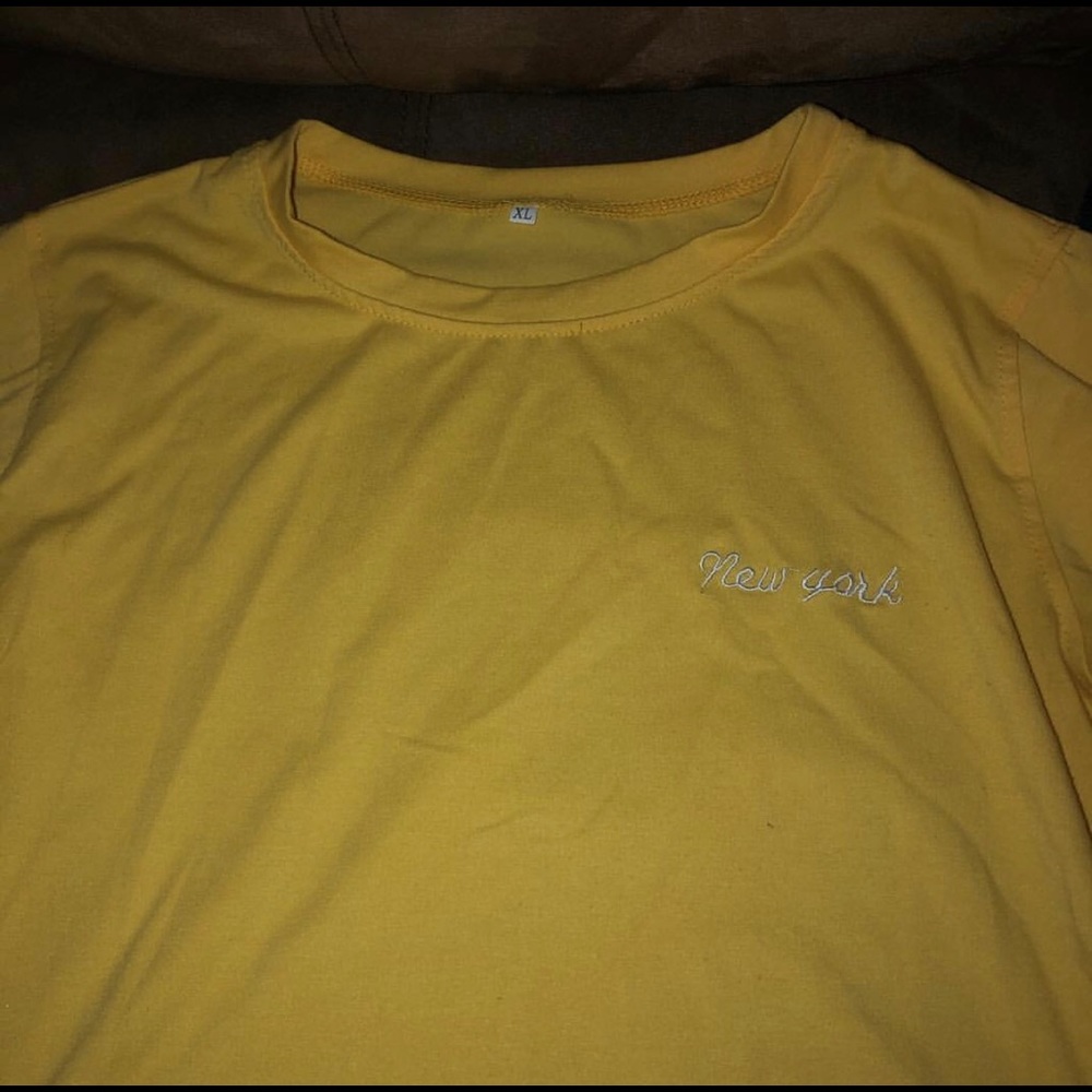 Yellow New York Embroidered Crop Top